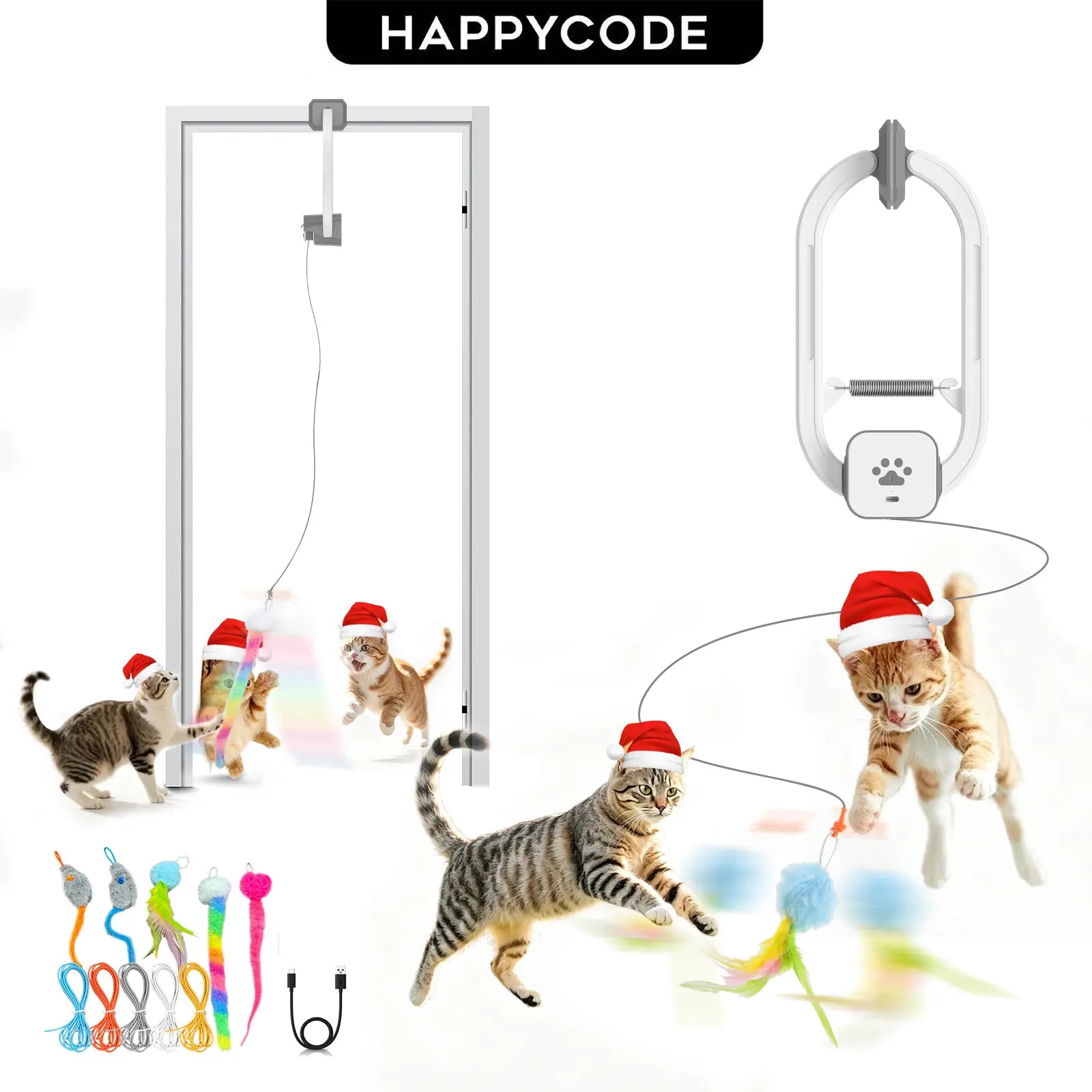 HAPPYCODE Electric Cat Teaser Toy – Rechargeable Interactive Cat Toy
