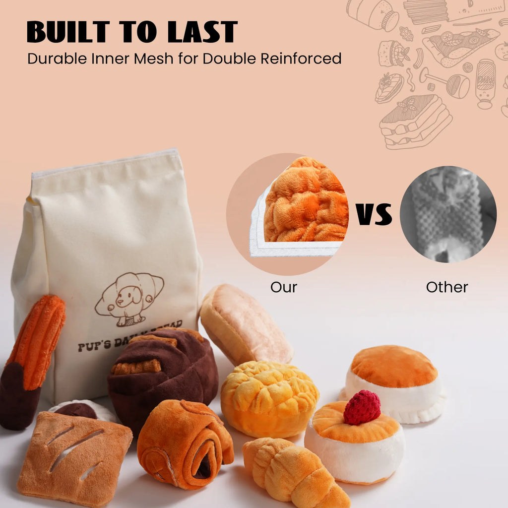 10PCS Bread Hide & Seek Dog Toy Set