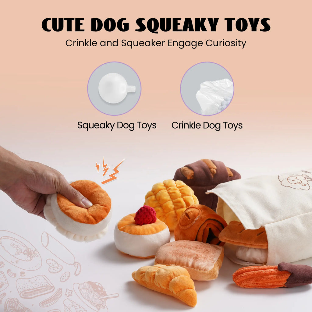 10PCS Bread Hide & Seek Dog Toy Set