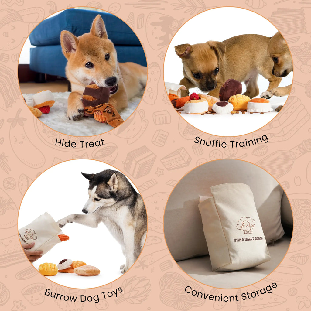 10PCS Bread Hide & Seek Dog Toy Set