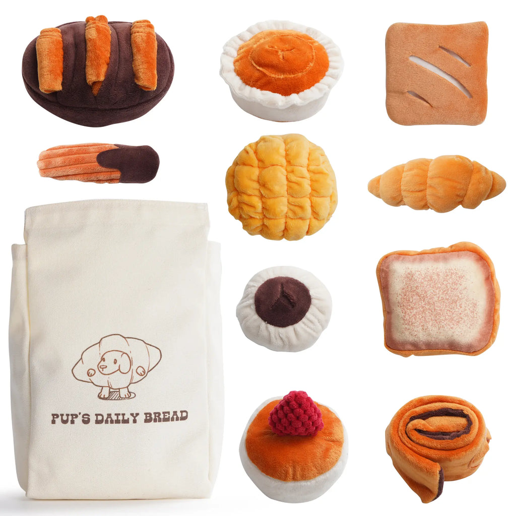 10PCS Bread Hide & Seek Dog Toy Set