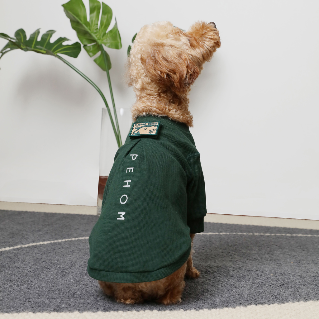 Embroidery Waffle T-Shirt - Green