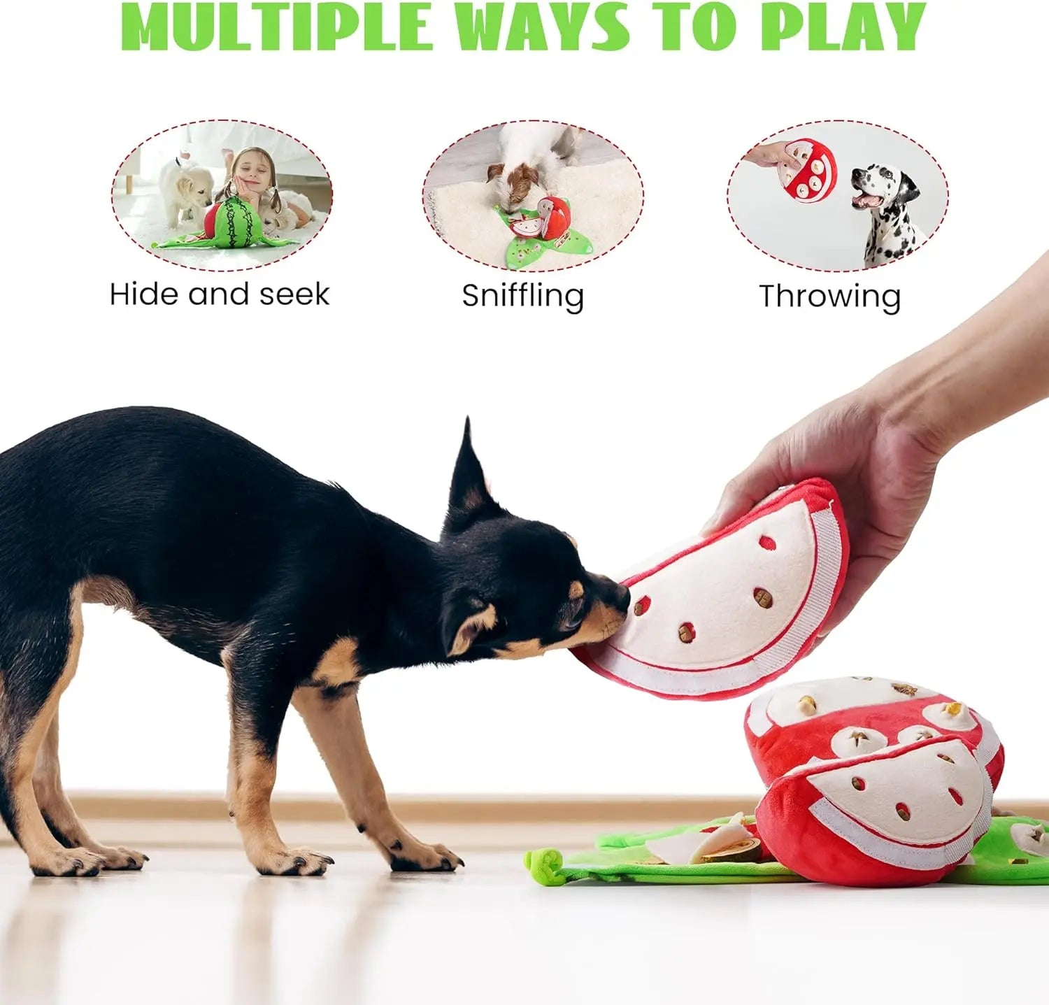 4-in-1 Watermelon Enrichment Dog Toy